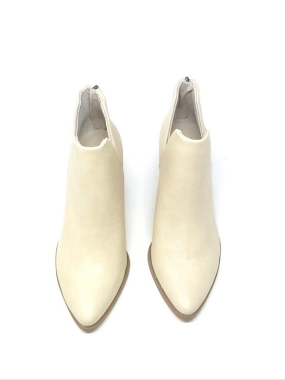 New Sun + Stone Eliza Ecru Faux Leather Almond Toe Ankle Boots Women’s 8M - Picture 7 of 11